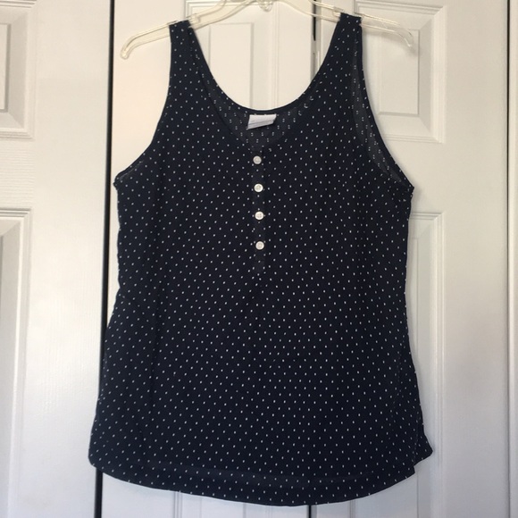 Columbia Tops - Columbia PFG navy swiss dot tank top